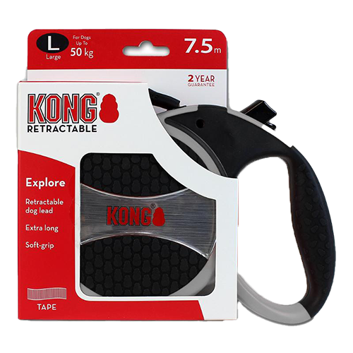 KONG Explore flex-line, large, grå | Lang hundesnor