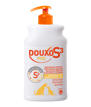 DOUXO S3 Pyo specialshampoo med klorhexidin til hund, kat og hest, 500 ml