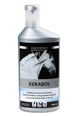 Equistro Kerabol til heste for en sund og elastisk hovvækst. Flydende sukkerfrit tilskudsfoder til heste.