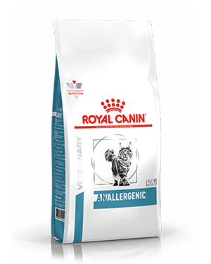 Royal Canin Anallergenic er et velafbalanceret fuldfoder til voksne katte med foderintolerance eller foderallergi i hud- eller tarmkanal. Foderet er tilsat høje mængder næringsstoffer, som understøtter optimale forhold i hud og pels.