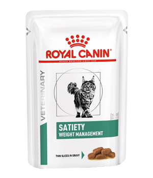 Royal Canin Satiety vådfoder har et højt fiberindhold der øger volumen af indholdet i mavesækken og reducerer sultfølelsen ved at forsinke tømning af maven.