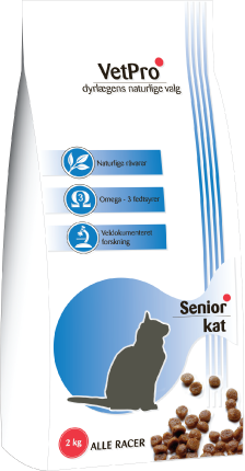 VetPro Senior fuldfoder til ældre katte, 2 kg. Seniorfoder til katte