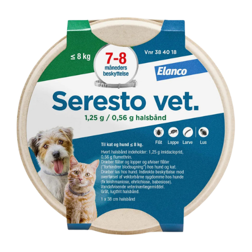 Seresto VET flåt- og loppehalsbånd, kat/hund under 8 kg