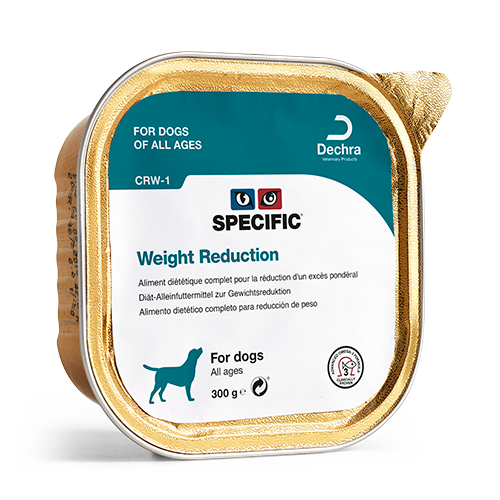 SPECIFIC CRW-1 Weight Reduction vådfoder til voksne hunde er velegnet til overvægtige hunde i alle aldre.