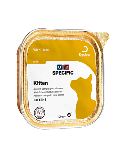 SPECIFIC FPW Kitten er velegnet til killinger fra fravænningstidspunktet (5-6 uger) og op til 8-12 måneder. Det er også egnet til drægtige og diegivende katte.