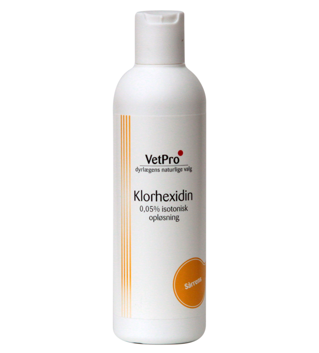 VetPro Klorhexidin til rensning af rifter og sår hos alle dyr, 250 ml