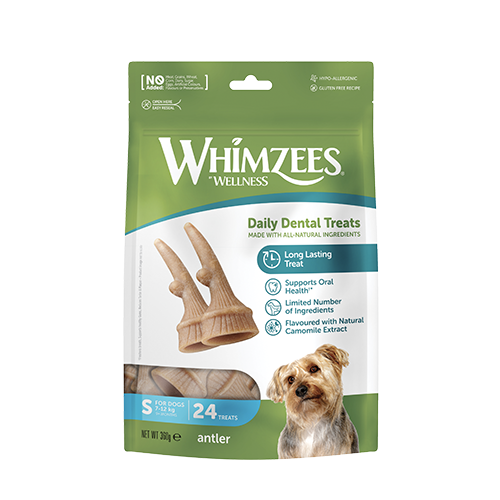 Whimzees tyggeben, gevir, S, pose m/24 stk. | Tyggepind til hund