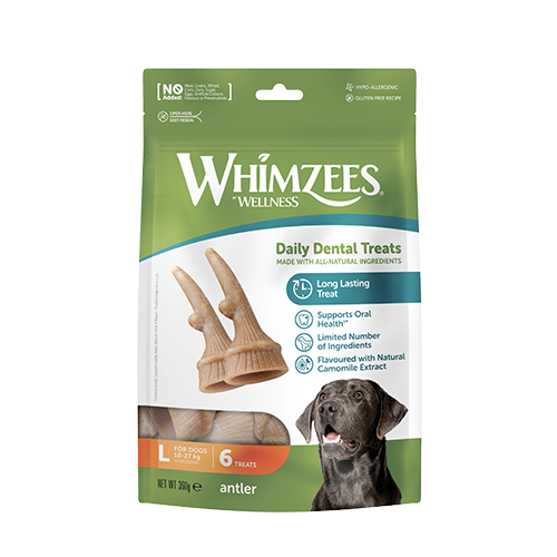 Whimzees tyggeben, gevir, L, pose m/6 stk | Snack til din hund