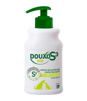 DOUXO S3 Seb specialshampoo til tør, fedtet eller skællende hud hos hund, kat og hest, 200 ml