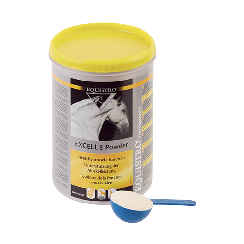 Excell E Powder er specielt udviklet til at støtte op om hestens muskelfunktion og til muskelspændinger