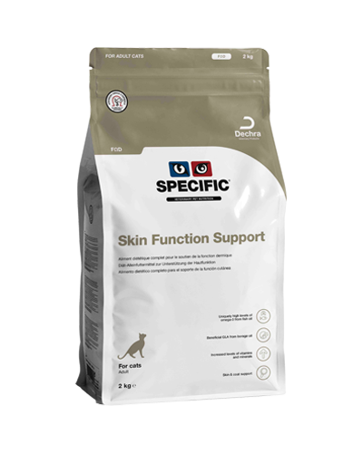 SPECIFIC FOD Skin Function Support indeholder specielle fedtsyrer, som er gavnlige for hunde der lider af allergi. 