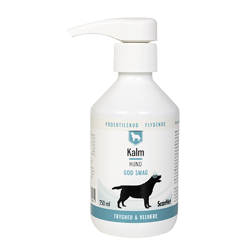 Kalm Hund mod utryghed, stress, angst og nervøsitet. Flydende fodertilskud til utrygge situationer. Hjælper din hund til at finde ro. 