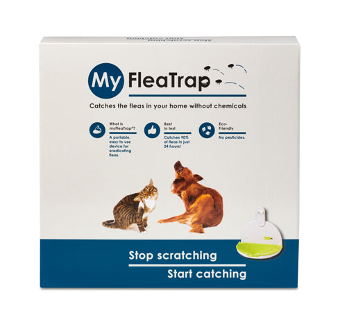 MyFleaTrap loppefælde fanger dine lopper nemt og giftfrit. Loppefanger til hjem med hunde og katte.