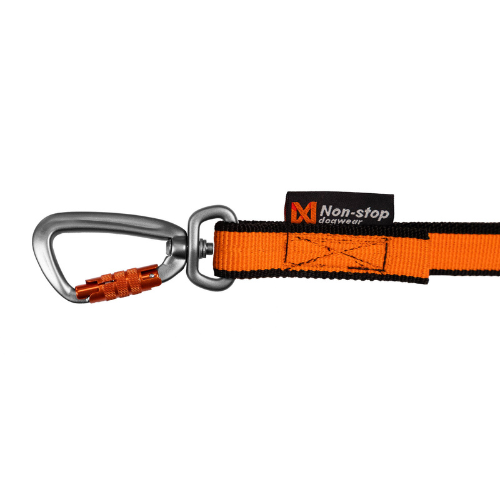 Non-stop Dogwear Bungee Leash, Black/orange