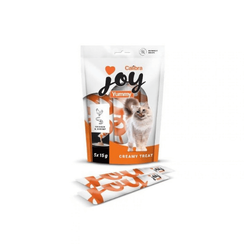 orange pakke med små poser katte treats Joy Yummy