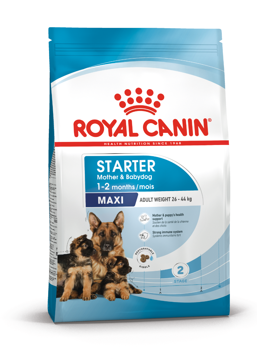 Royal Canin Maxi Starter Mother & Babydog hundefoder er specielt udviklet til at understøtte ernæringsbehovet hos tæver, der lige har født, og deres hvalpe