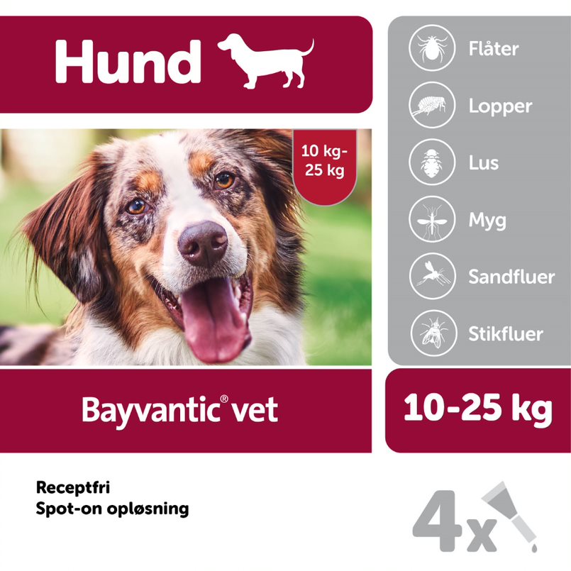 Bayvantic vet til hunde 10-25 kg | Mod lopper, lus og flåt hos hunde