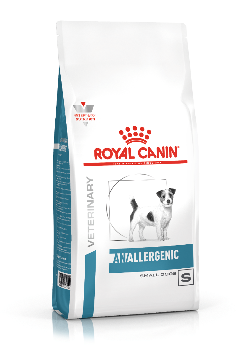 Royal Canin Derma Anallergenic Small Dog. Tørfoderet er et diætetisk fuldfoder til hunde, der mindsker intolerance over for ingredienser og næringsstoffer.